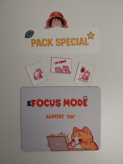 ✨ Tapis de souris – “Focus Mode… Almost On + 3 Stickers ✨