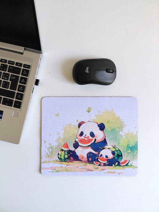 ✨ Tapis de souris – Panda &amp; Bébé Panda “Moment Pastèque” ✨